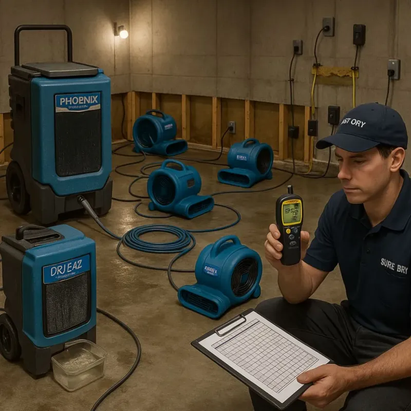 Structural Drying and Dehumidification process in Seabrook, MD